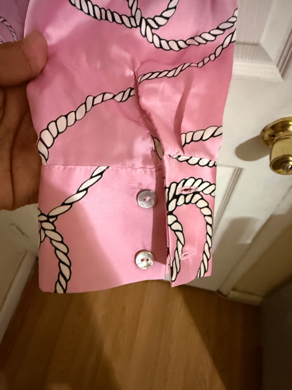Zara Pink Rope-Print Long-Sleeve Button-Down Shirt - Picture 5 of 5